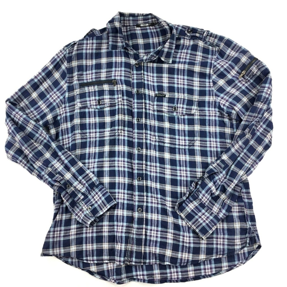 William Rast Men’s XL Button Down Shirt Zippers